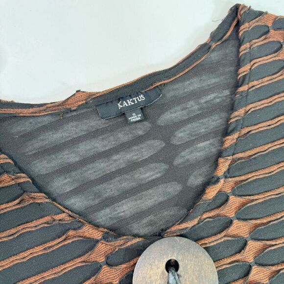 Kaktus Sweater Women Small Lagenlook Black  3/4 Sleeve Button Tassel Fall Winter - Picture 6 of 10